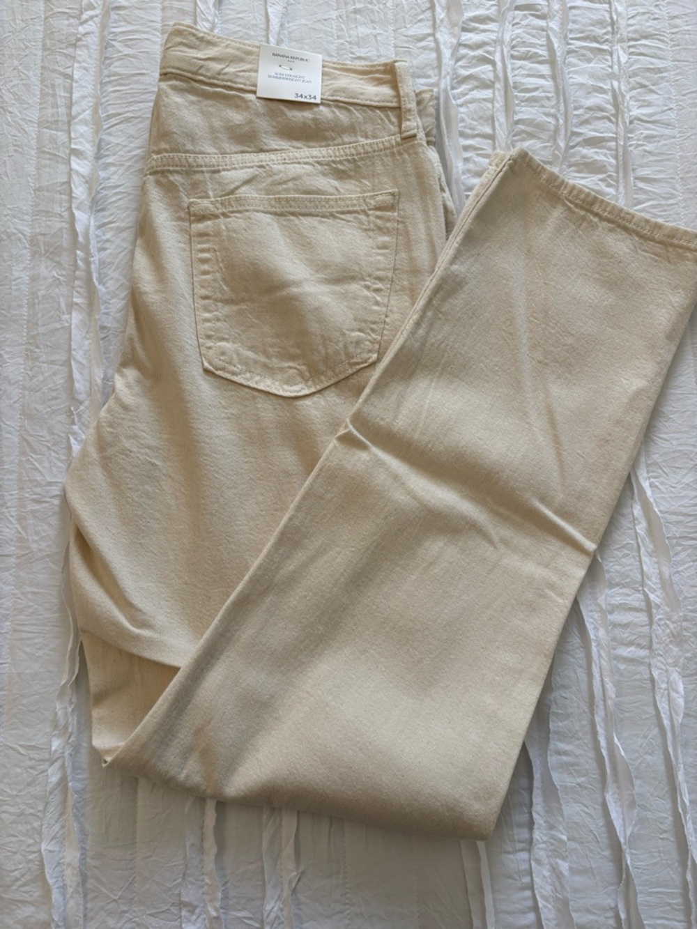 Men’s Cream Straight-Leg Jeans